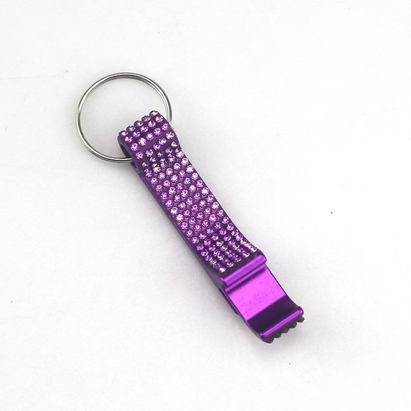 Wholesale Aluminum Alloy Diamond Inlaid Bottle Opener Key Chain